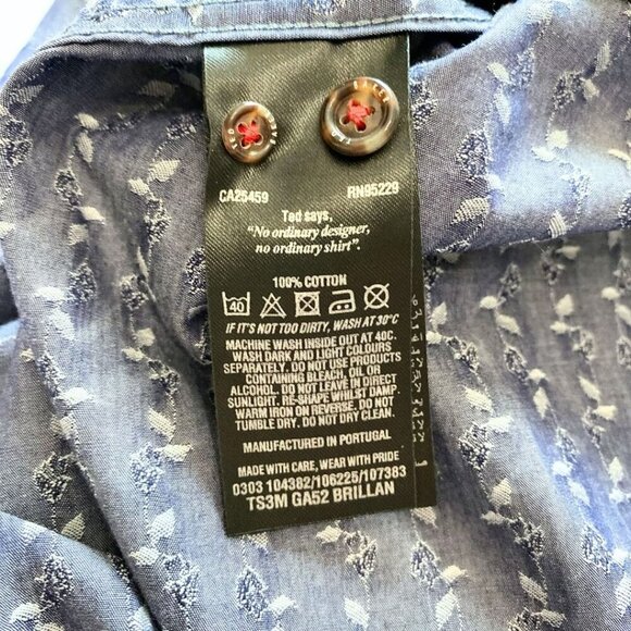 TED BAKER MEN'S BRILLAN SHIRT IN DENIM BLUE FLORAL PRINT - M (3) - Picture 9 of 9